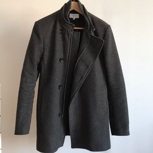 Reiss Double Breasted Coat (Gray/Charcoal, Size M)